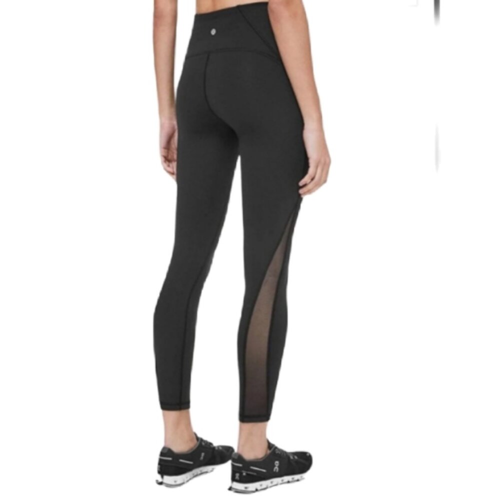 Lululemon Black High-Rise Mesh Panel Leggings Size 4 Yoga Running